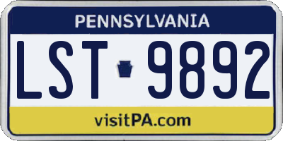 PA license plate LST9892