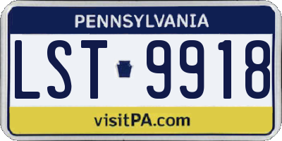 PA license plate LST9918
