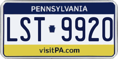 PA license plate LST9920