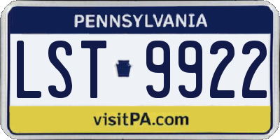 PA license plate LST9922