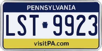 PA license plate LST9923
