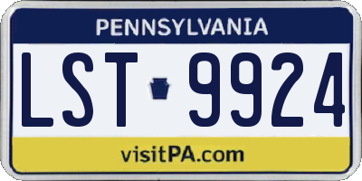 PA license plate LST9924