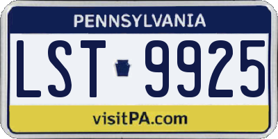 PA license plate LST9925