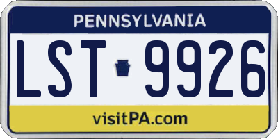 PA license plate LST9926