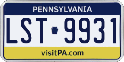PA license plate LST9931