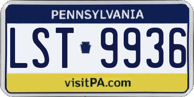 PA license plate LST9936