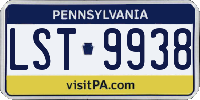PA license plate LST9938