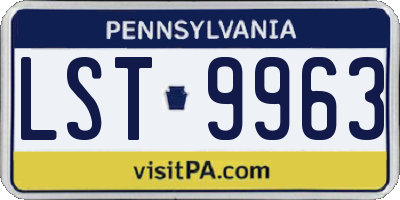 PA license plate LST9963