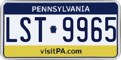 PA license plate LST9965