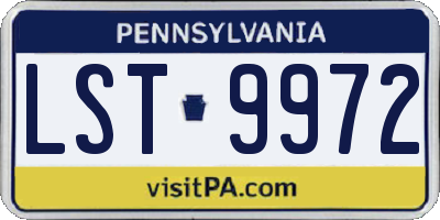 PA license plate LST9972