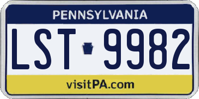 PA license plate LST9982
