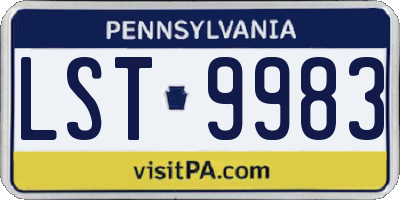 PA license plate LST9983