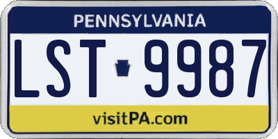 PA license plate LST9987