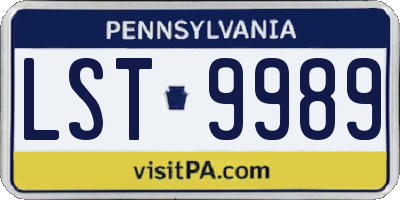 PA license plate LST9989