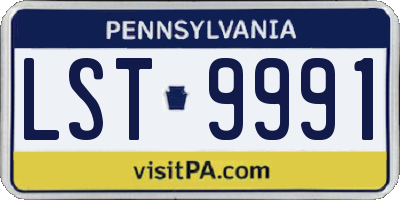 PA license plate LST9991
