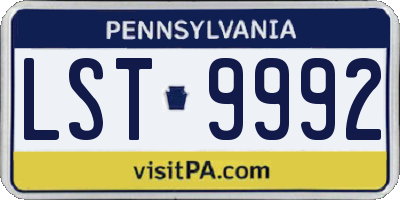 PA license plate LST9992