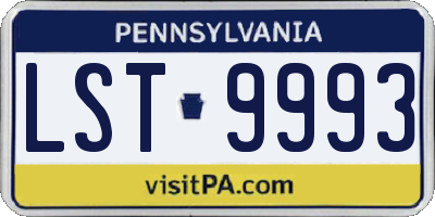 PA license plate LST9993