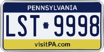 PA license plate LST9998