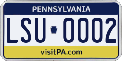 PA license plate LSU0002