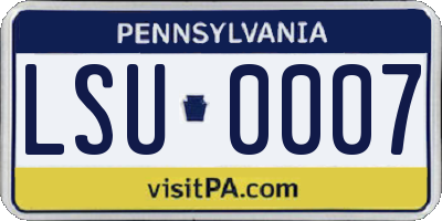 PA license plate LSU0007