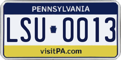 PA license plate LSU0013