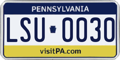 PA license plate LSU0030