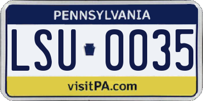 PA license plate LSU0035