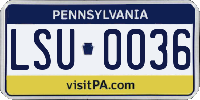 PA license plate LSU0036