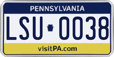 PA license plate LSU0038