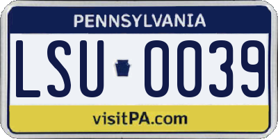 PA license plate LSU0039