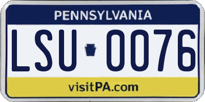 PA license plate LSU0076