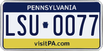 PA license plate LSU0077