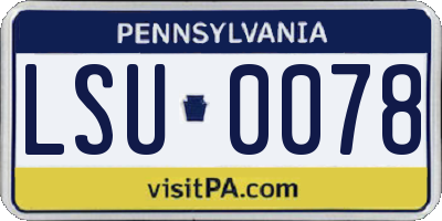 PA license plate LSU0078