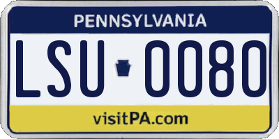 PA license plate LSU0080