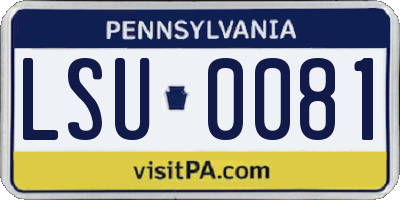 PA license plate LSU0081