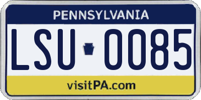 PA license plate LSU0085