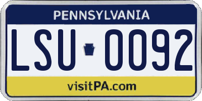 PA license plate LSU0092