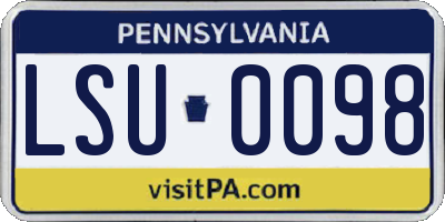 PA license plate LSU0098