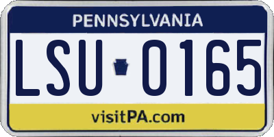 PA license plate LSU0165