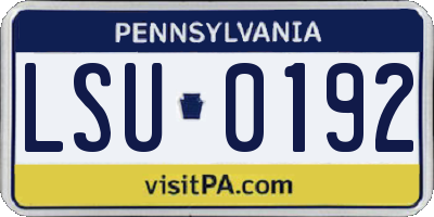 PA license plate LSU0192