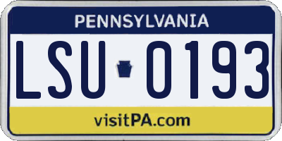 PA license plate LSU0193