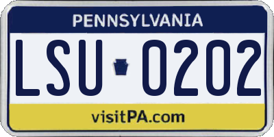 PA license plate LSU0202