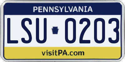 PA license plate LSU0203