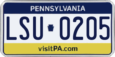 PA license plate LSU0205