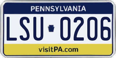 PA license plate LSU0206