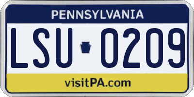 PA license plate LSU0209