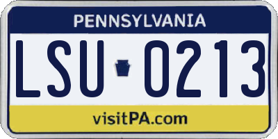 PA license plate LSU0213