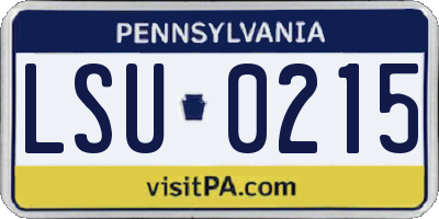 PA license plate LSU0215