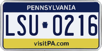 PA license plate LSU0216