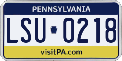 PA license plate LSU0218